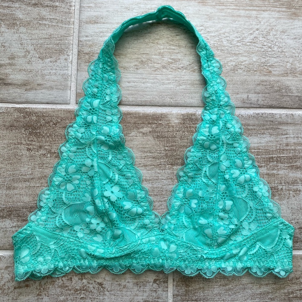 Aqua Wishlist Lace Halter Bralette bra - Picture 3 of 4